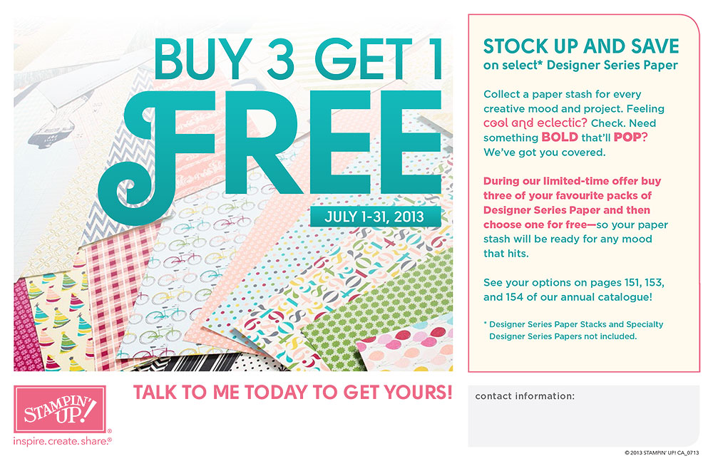 Buy 3 Get 1 Free July 1-31, 2013
